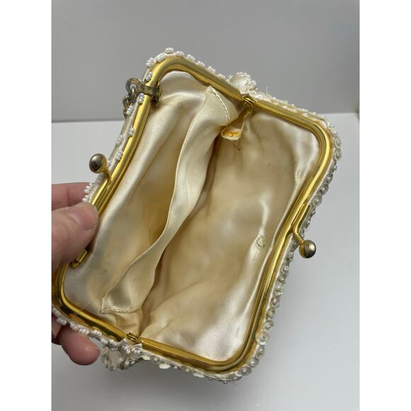 Vintage 1950s Beaded Iridescent Purse Clutch Hand Made in Hong Kong MCM - Picture 7 of 8